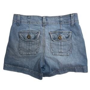 Y2K Faded Glory Denim Blue Jean Button Flap Shorts 4" Inseam Medium Wash Size 6